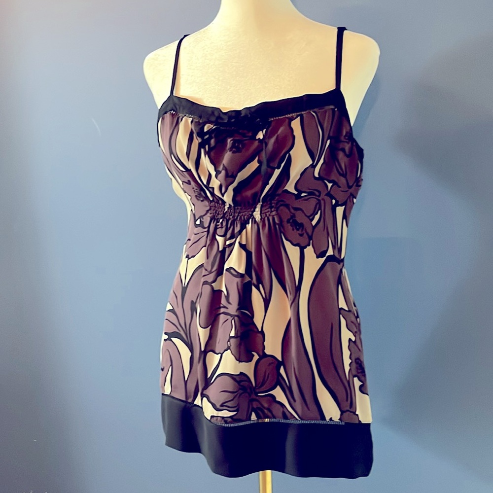 BCBG MaxAzria Sheer 100% Silk Patterned Chemise